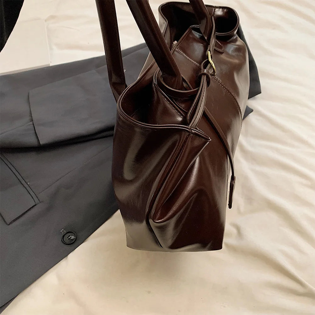 PU Leather Hobo Handbag Slouchy Top Handle Bag Fashion Work Bags Large Satchel Bag for Women Work Shopping Travel
