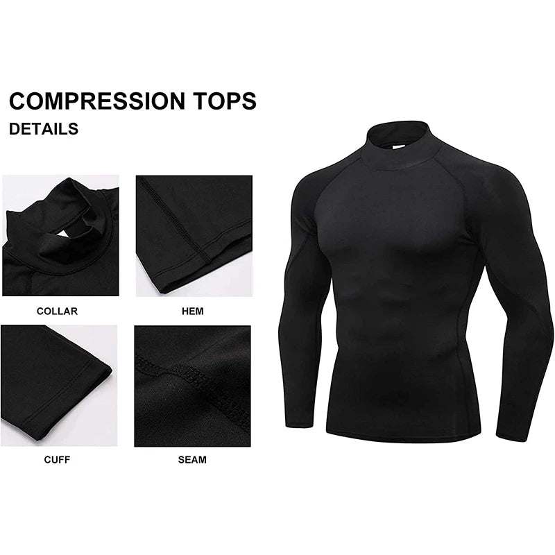 Men’s Long Sleeve Compression Rashguard – Quick-Dry Striped Running Shirt for Gym, Bodybuilding & Fitness – Sizes M–XXXL