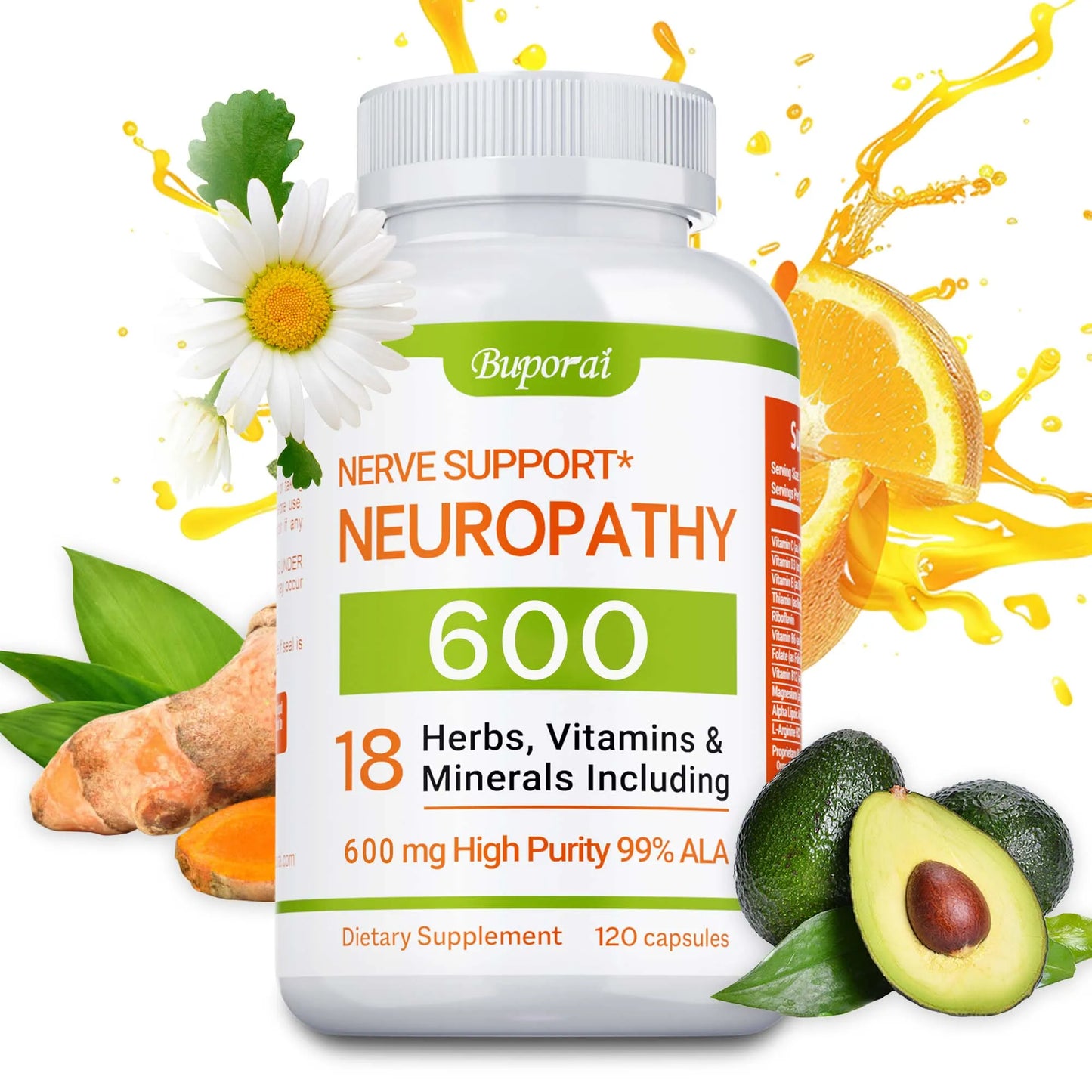 Neuropathy Support Supplement 18-in-1 with 1200mg Alpha Lipoic Acid – Nerve Pain Relief for Feet, Hands & Legs – Non-GMO