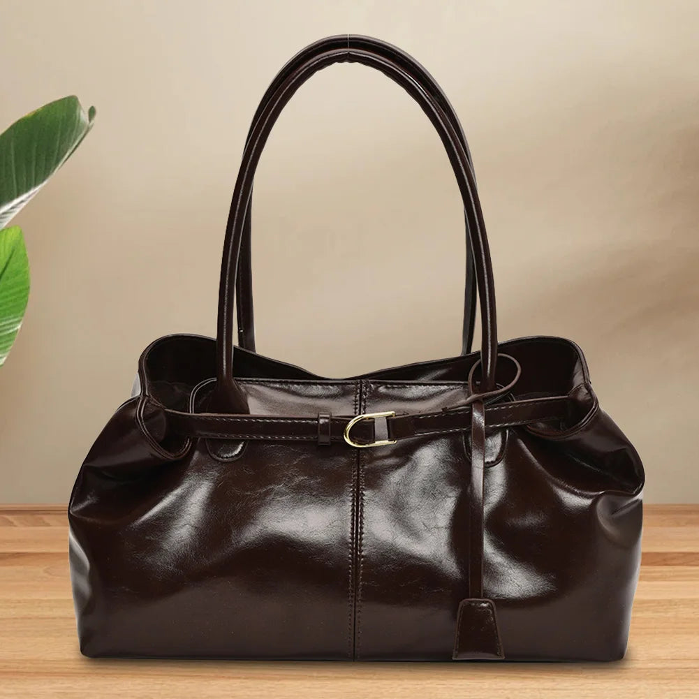 PU Leather Hobo Handbag Slouchy Top Handle Bag Fashion Work Bags Large Satchel Bag for Women Work Shopping Travel