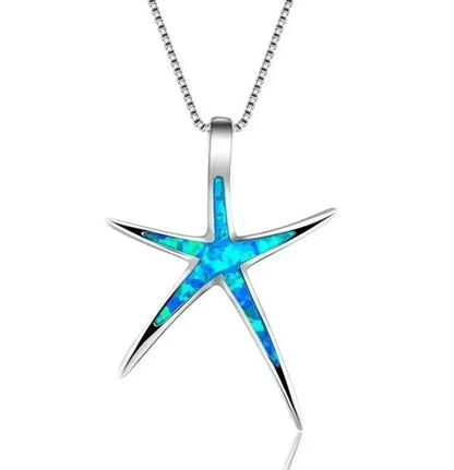 Blue Star & Starfish Pendant Necklace | Ocean Summer Beach Jewelry for Women | Origin Zero