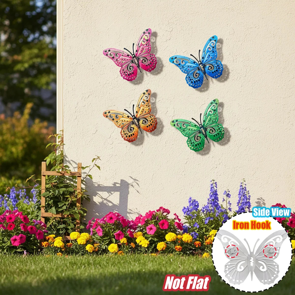 Metal Butterfly Wall Decor Iron Art Wall Sculpture Hanging for Outdoor Garden Patio Yard Porch Fence Wedding & Mother's Day Gift