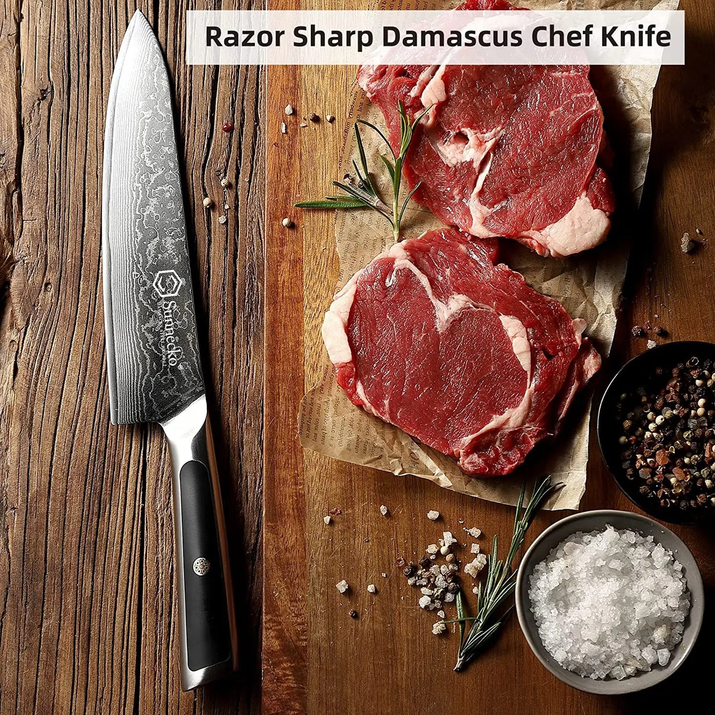 Sunnecko Damascus Chef's Knives 1-7PCS/Set High Carbon VG10 Steel Meat Cutting Knife Ultra Sharp Utility Slicing Kitchen Knife