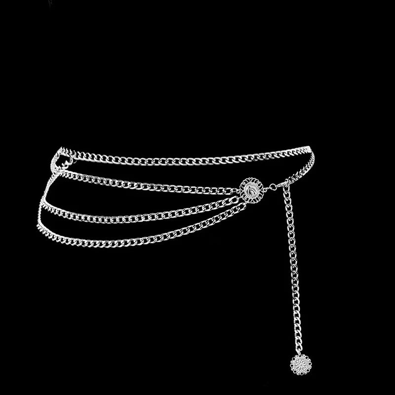 Elegant Round Metal Belt for Women – Retro Gold & Silver Carved Hollow-Out Waistband