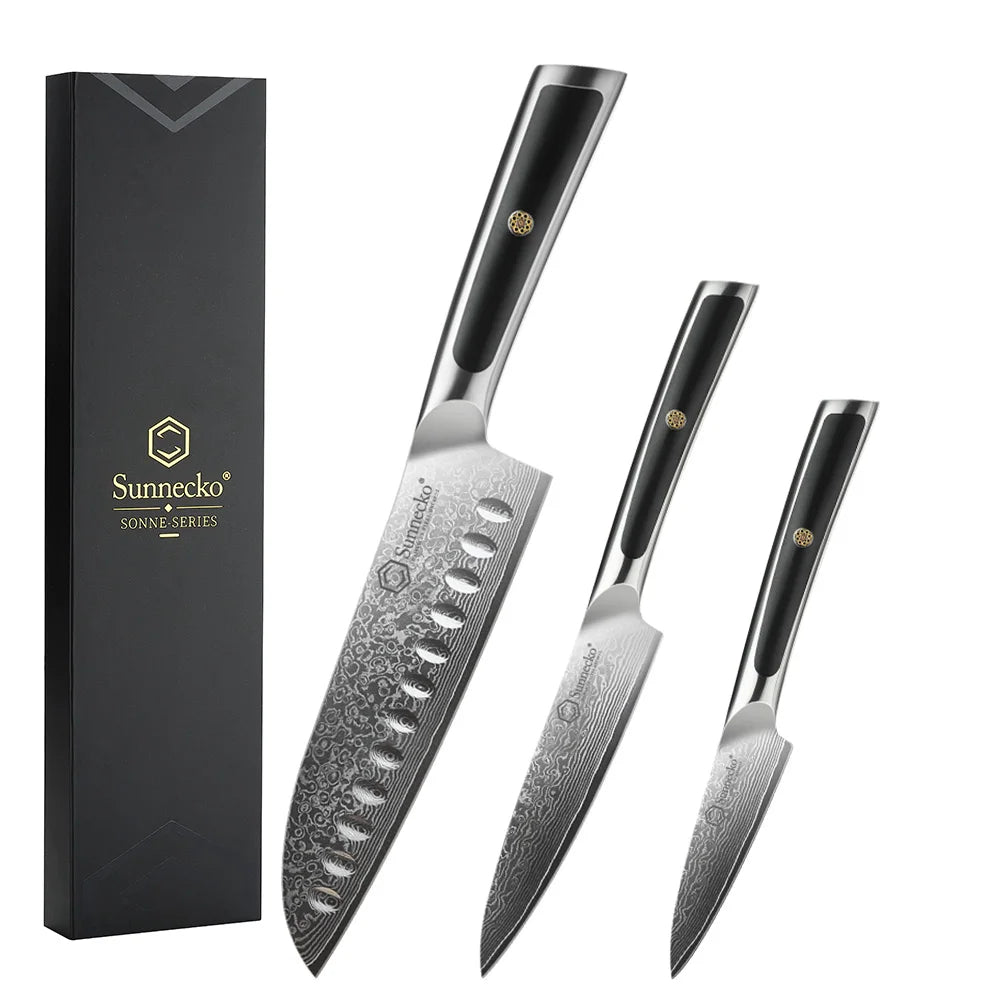 Sunnecko Damascus Chef's Knives 1-7PCS/Set High Carbon VG10 Steel Meat Cutting Knife Ultra Sharp Utility Slicing Kitchen Knife