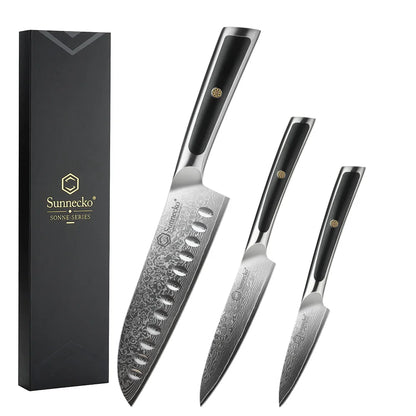 Sunnecko Damascus Chef's Knives 1-7PCS/Set High Carbon VG10 Steel Meat Cutting Knife Ultra Sharp Utility Slicing Kitchen Knife