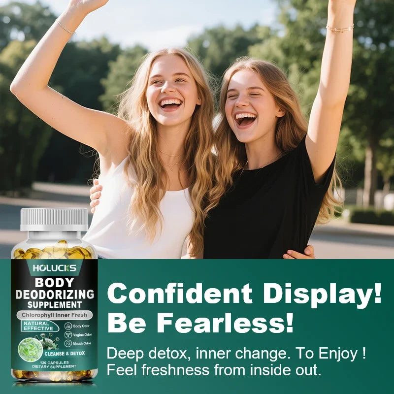 Natural Chlorophyll Capsules Supplement, Internal Detox Cleanse, Body Deodorant, Promote Digestive & Skin Wellness