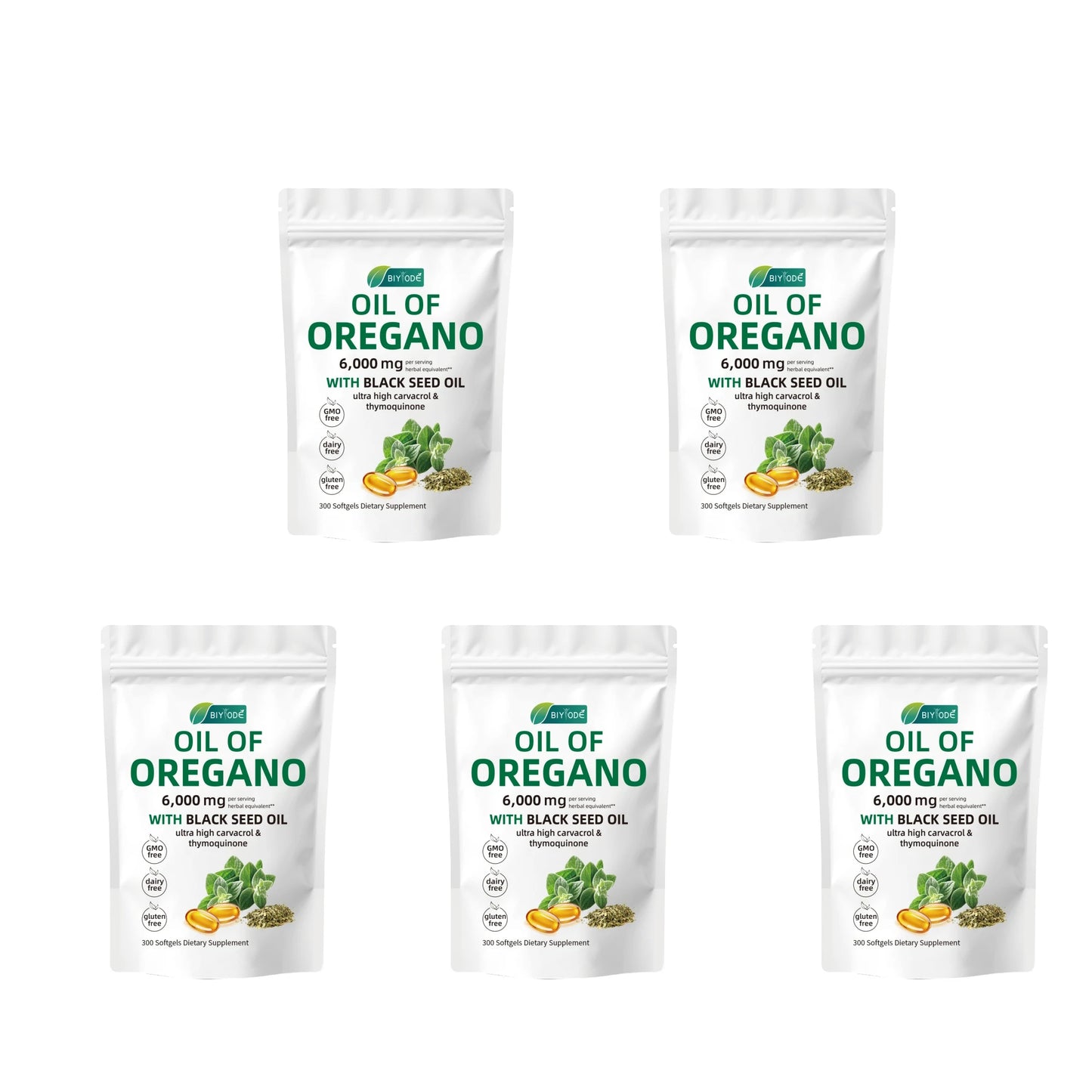 Oil of Oregano 6000mg Softgels with Black Seed Oil – Immune Support, Antioxidant & Fitness Recovery – 300 Softgels