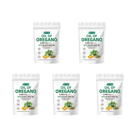 Oil of Oregano 6000mg Softgels with Black Seed Oil – Immune Support, Antioxidant & Fitness Recovery – 300 Softgels