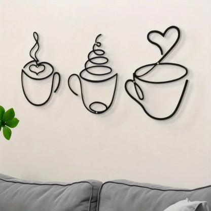 Iron Art Coffee Wall Hangings – Art Deco Metal Wall Decor for Coffee Shops, Cafes & Home Interiors
