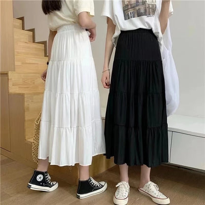 Women's Tiered A-Line Midi Skirt | Empire Waist, Patchwork, 4 Colors
