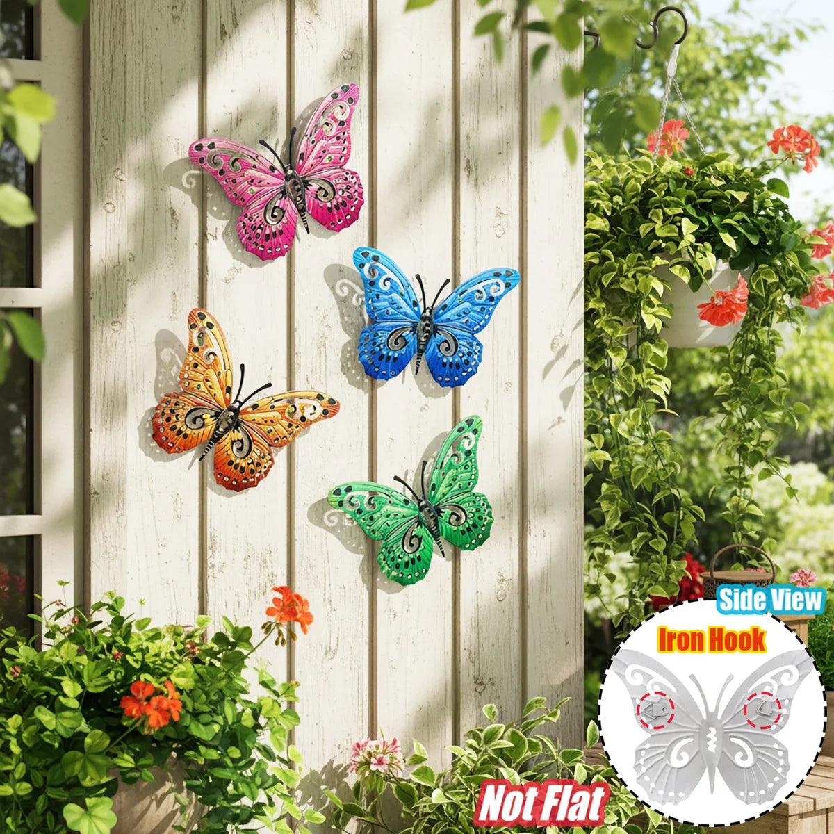 Metal Butterfly Wall Decor Iron Art Wall Sculpture Hanging for Outdoor Garden Patio Yard Porch Fence Wedding & Mother's Day Gift