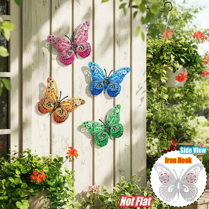 Metal Butterfly Wall Decor Iron Art Wall Sculpture Hanging for Outdoor Garden Patio Yard Porch Fence Wedding & Mother's Day Gift
