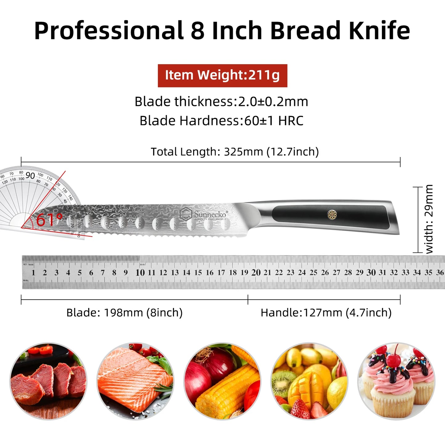 Sunnecko Damascus Chef's Knives 1-7PCS/Set High Carbon VG10 Steel Meat Cutting Knife Ultra Sharp Utility Slicing Kitchen Knife