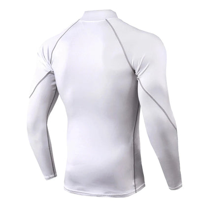 Men’s Long Sleeve Compression Rashguard – Quick-Dry Striped Running Shirt for Gym, Bodybuilding & Fitness – Sizes M–XXXL