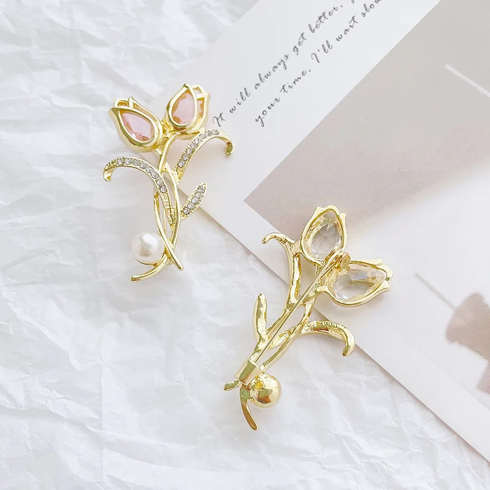 Luxury Zircon Flower Brooches | For Women | Floral Leaf Lapel Pins | Corsage Jewelry | Origin Zero