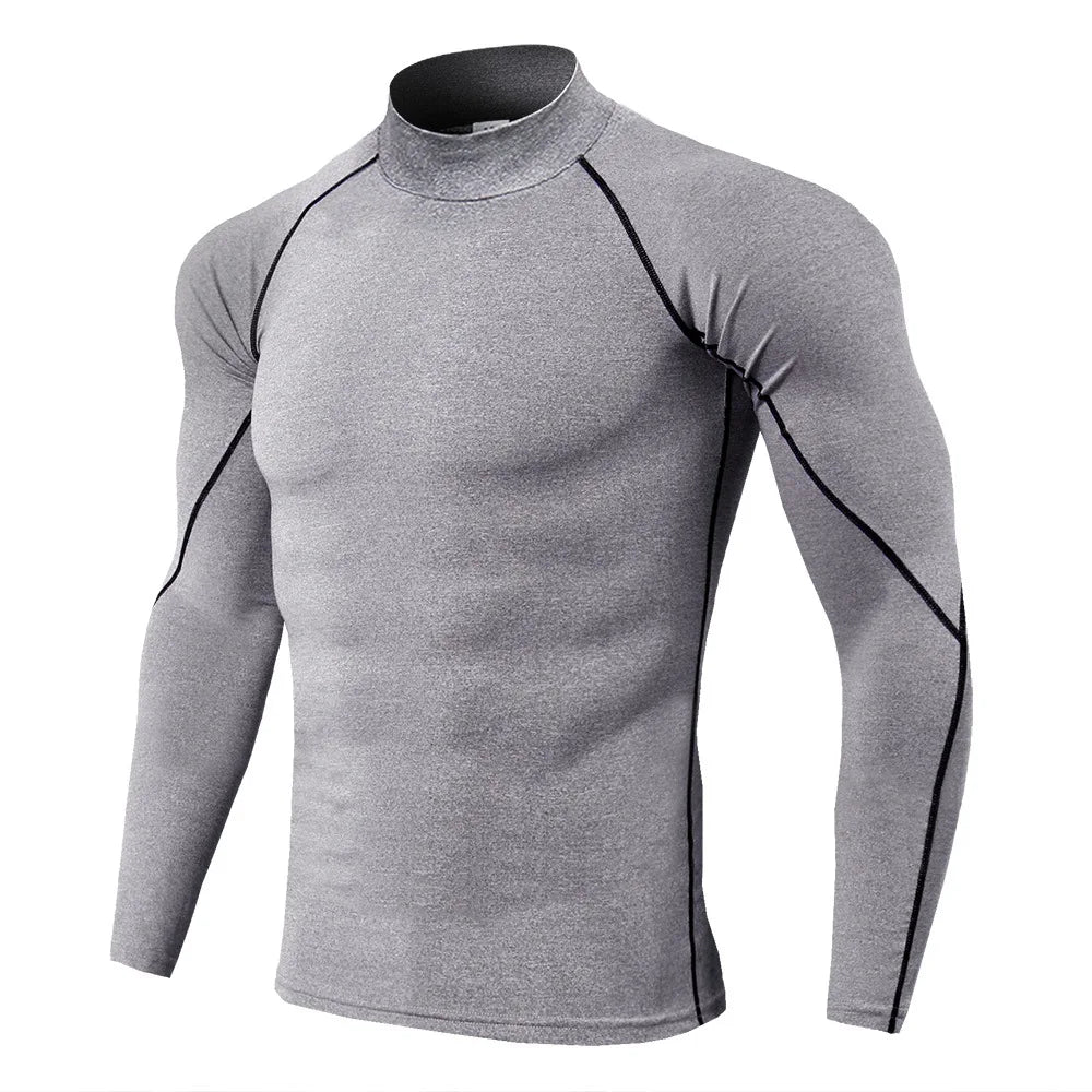 Men’s Long Sleeve Compression Rashguard – Quick-Dry Striped Running Shirt for Gym, Bodybuilding & Fitness – Sizes M–XXXL