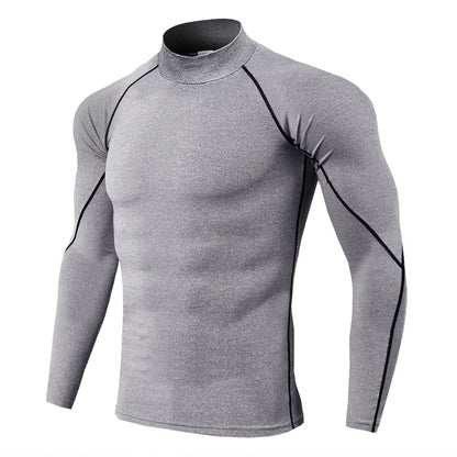 Men’s Long Sleeve Compression Rashguard – Quick-Dry Striped Running Shirt for Gym, Bodybuilding & Fitness – Sizes M–XXXL