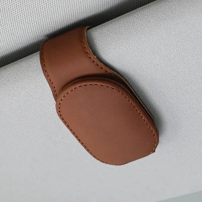 PU Leather Car Sun Visor Glasses Holder – Magnetic Clip for Sunglasses & Eyeglasses, 9 Colors