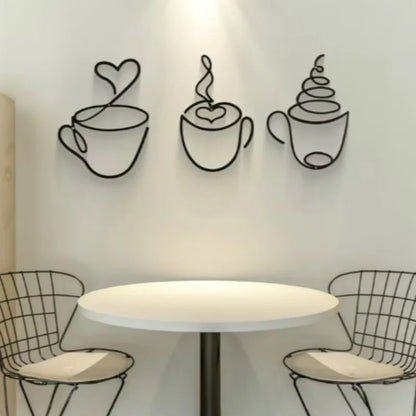 Iron Art Coffee Wall Hangings – Art Deco Metal Wall Decor for Coffee Shops, Cafes & Home Interiors