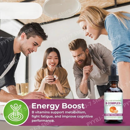 Vitamin B Complex Liquid Drops for Women – Vegan B1 B2 B3 B5 B6 Biotin Folate & Choline – Energy, Mood & Metabolism Support
