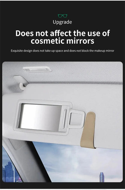 PU Leather Car Sun Visor Glasses Holder – Magnetic Clip for Sunglasses & Eyeglasses, 9 Colors