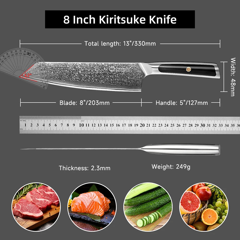 Sunnecko Damascus Chef's Knives 1-7PCS/Set High Carbon VG10 Steel Meat Cutting Knife Ultra Sharp Utility Slicing Kitchen Knife