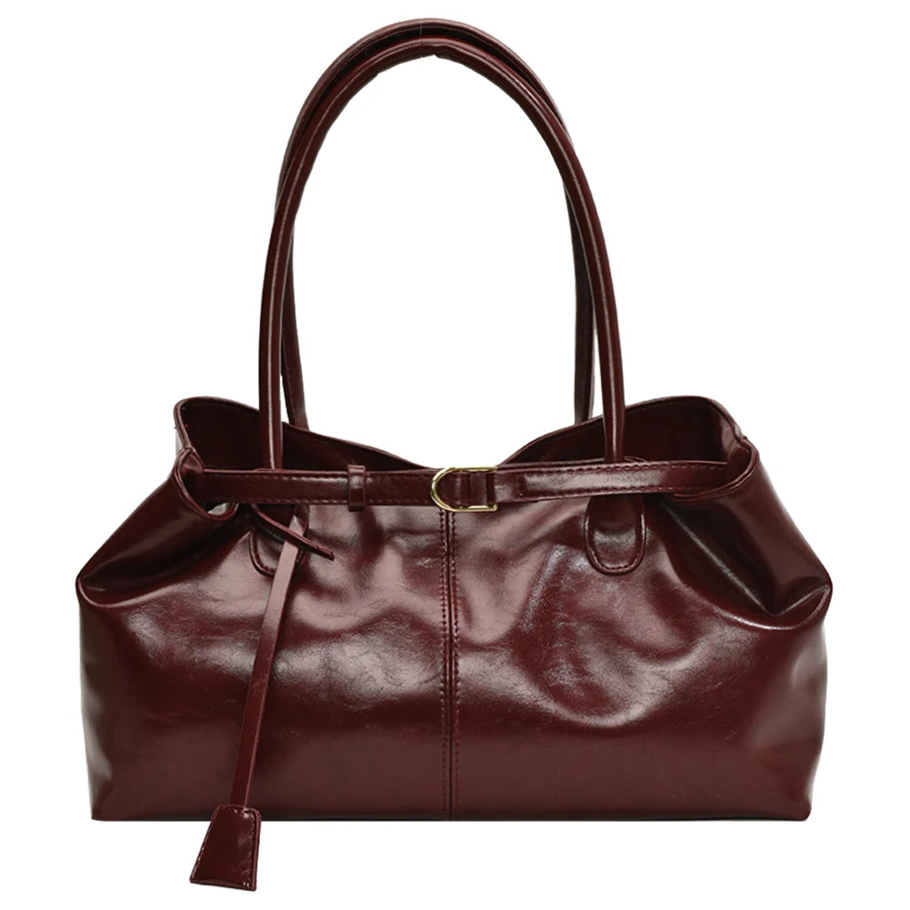 PU Leather Hobo Handbag Slouchy Top Handle Bag Fashion Work Bags Large Satchel Bag for Women Work Shopping Travel