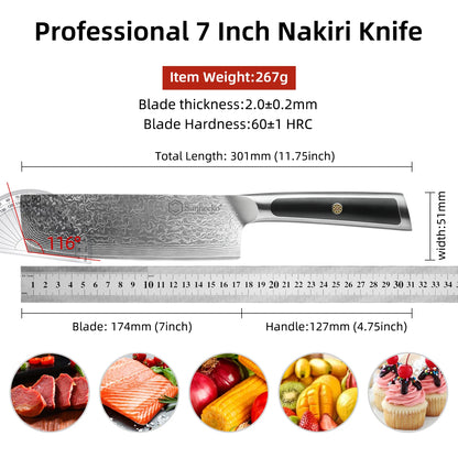 Sunnecko Damascus Chef's Knives 1-7PCS/Set High Carbon VG10 Steel Meat Cutting Knife Ultra Sharp Utility Slicing Kitchen Knife