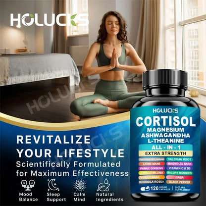 Premium Cortisol Capsules, Support Balances Hormones, Reduces Hot Flashes & Promotes Restful Sleep, Non-GMO