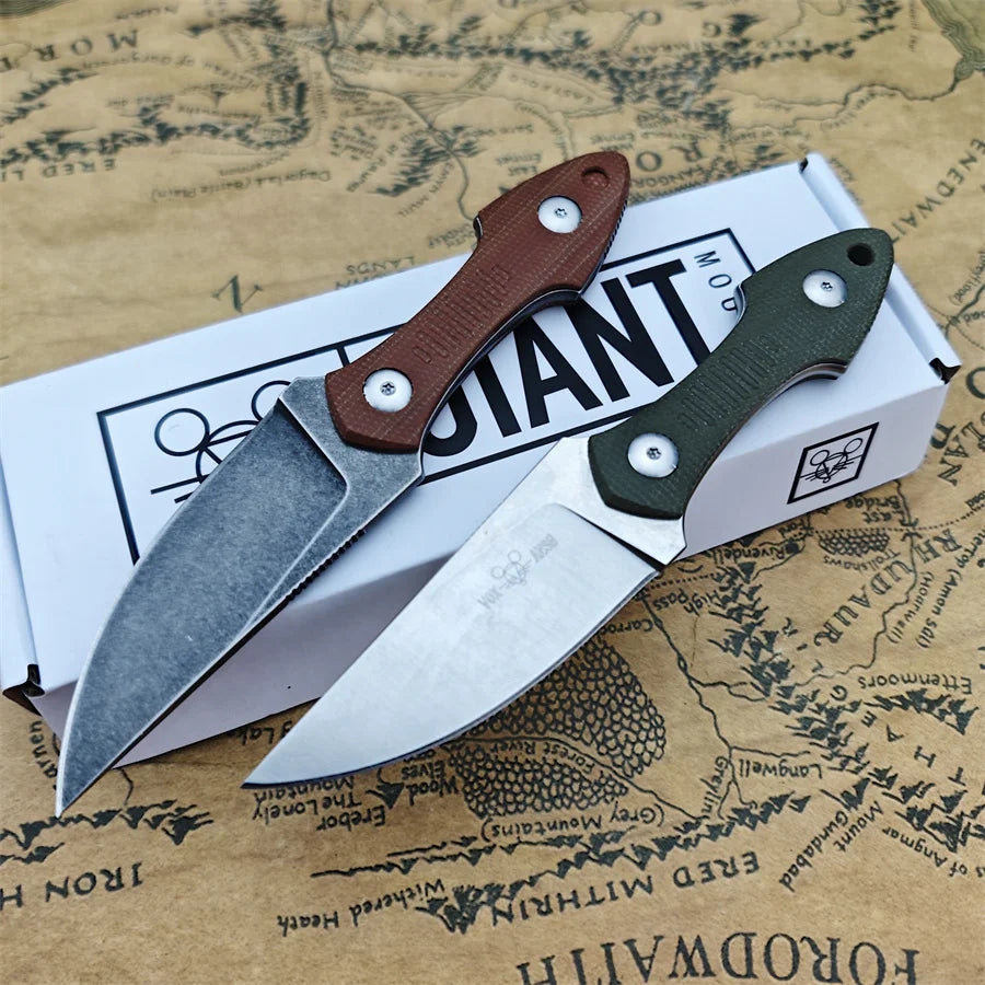 GiantMouse GMF3 Fixed Blade Knife Satin Drop Point Blade with Leather Sheath | Origin Zero