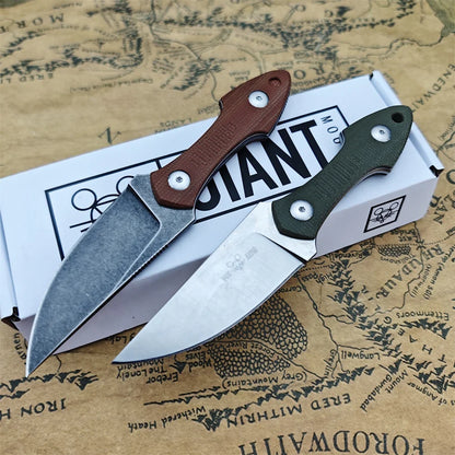 GiantMouse GMF3 Fixed Blade Knife Satin Drop Point Blade with Leather Sheath | Origin Zero