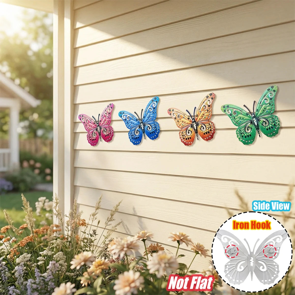 Metal Butterfly Wall Decor Iron Art Wall Sculpture Hanging for Outdoor Garden Patio Yard Porch Fence Wedding & Mother's Day Gift