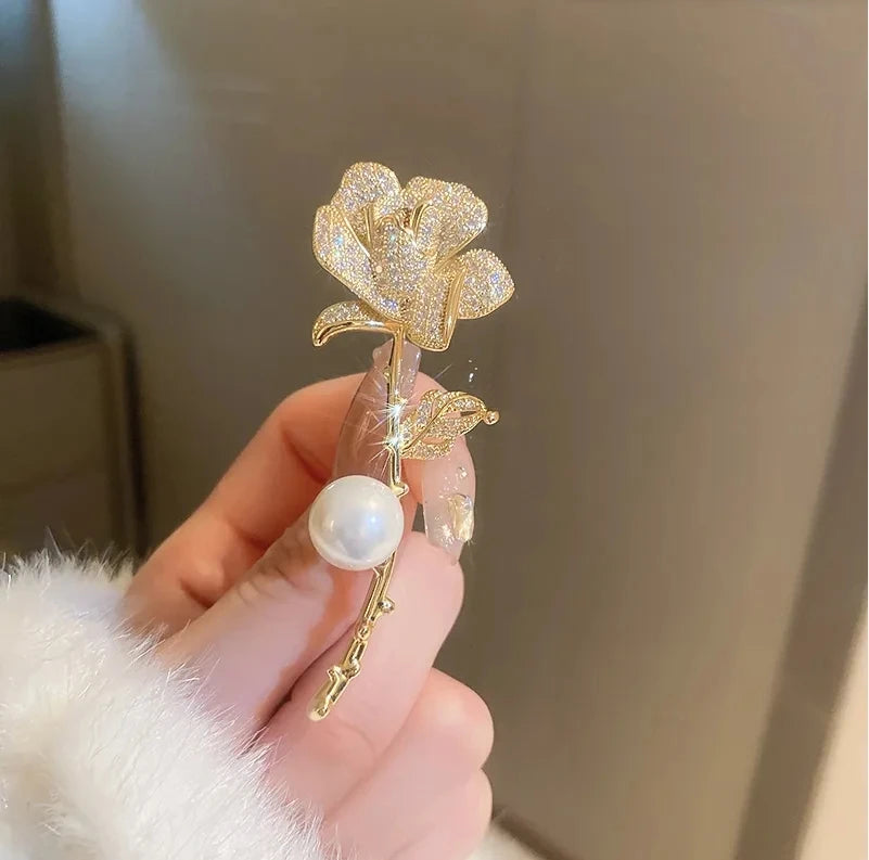 Luxury Zircon Flower Brooches | For Women | Floral Leaf Lapel Pins | Corsage Jewelry | Origin Zero