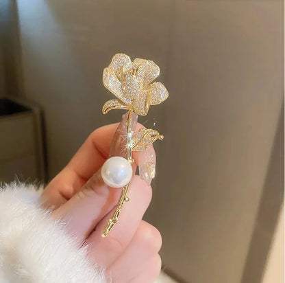 Luxury Zircon Flower Brooches | For Women | Floral Leaf Lapel Pins | Corsage Jewelry | Origin Zero