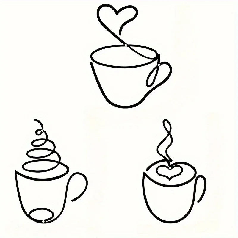 Iron Art Coffee Wall Hangings – Art Deco Metal Wall Decor for Coffee Shops, Cafes & Home Interiors