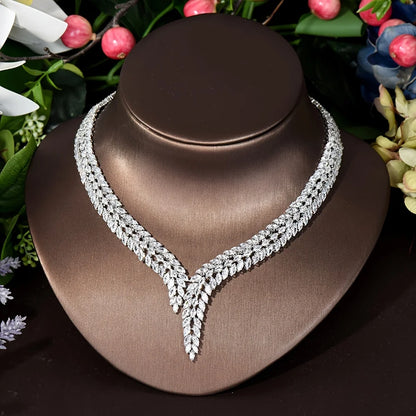 Cubic Zirconia 4-Piece Bridal Jewelry Set for Women – Necklace, Earrings, Ring & Bracelet