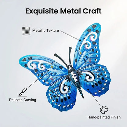Metal Butterfly Wall Decor Iron Art Wall Sculpture Hanging for Outdoor Garden Patio Yard Porch Fence Wedding & Mother's Day Gift