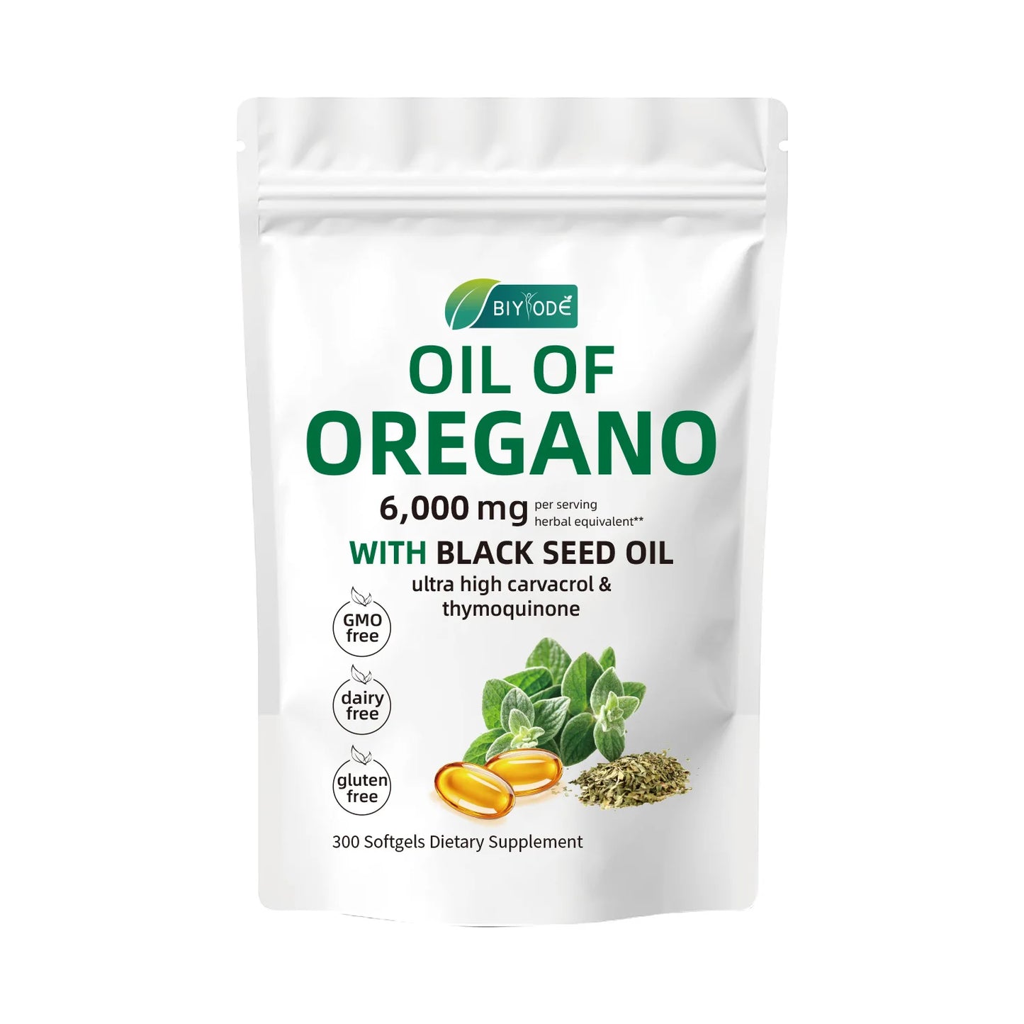 Oil of Oregano 6000mg Softgels with Black Seed Oil – Immune Support, Antioxidant & Fitness Recovery – 300 Softgels