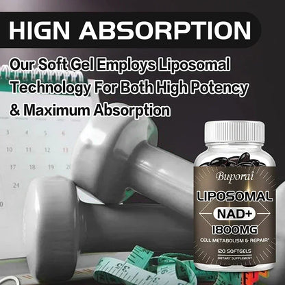 Liposomal NAD+ Supplement 1800mg – Energy, Cellular Repair, Anti-Aging & Immune Support – 98% Pure, Non-GMO
