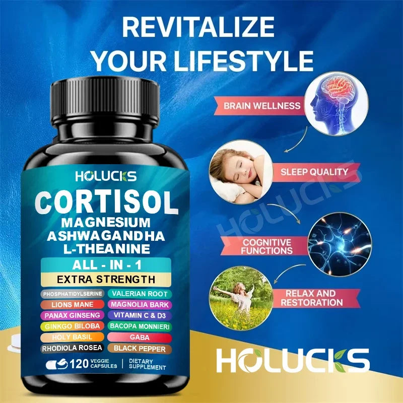 Premium Cortisol Capsules, Support Balances Hormones, Reduces Hot Flashes & Promotes Restful Sleep, Non-GMO