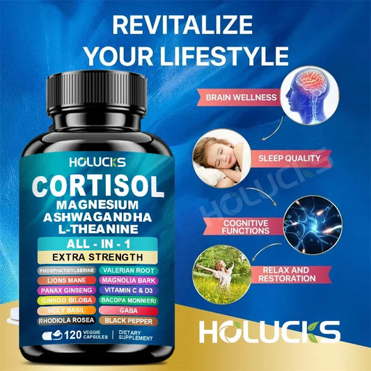 Premium Cortisol Capsules, Support Balances Hormones, Reduces Hot Flashes & Promotes Restful Sleep, Non-GMO