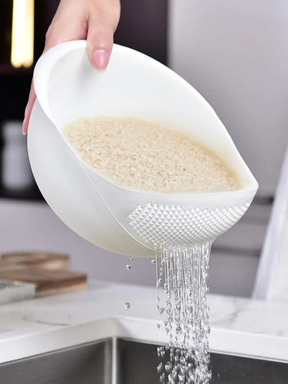 Kitchen Drain Basket Colander with Handle – Double-Layer Rice Washing Bowl, Fruit & Vegetable Strainer