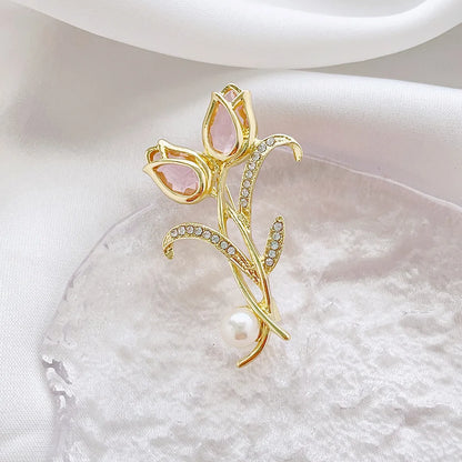 Luxury Zircon Flower Brooches | For Women | Floral Leaf Lapel Pins | Corsage Jewelry | Origin Zero