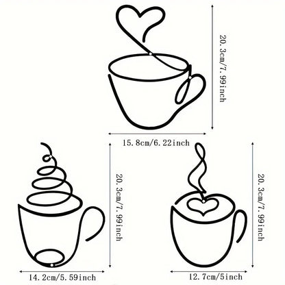 Iron Art Coffee Wall Hangings – Art Deco Metal Wall Decor for Coffee Shops, Cafes & Home Interiors