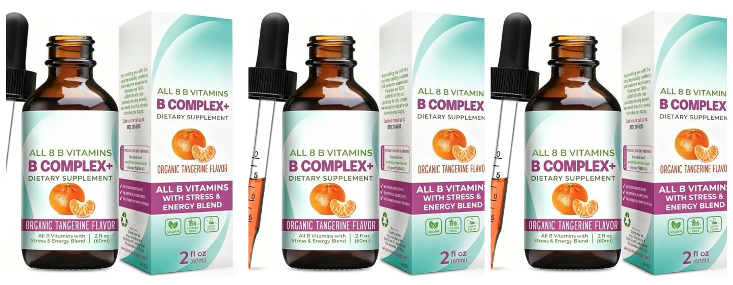 Vitamin B Complex Liquid Drops for Women – Vegan B1 B2 B3 B5 B6 Biotin Folate & Choline – Energy, Mood & Metabolism Support