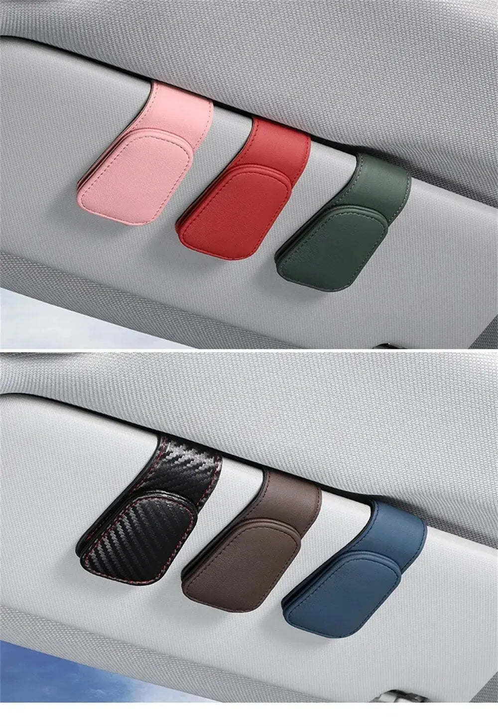 PU Leather Car Sun Visor Glasses Holder – Magnetic Clip for Sunglasses & Eyeglasses, 9 Colors