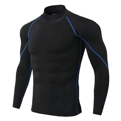 Men’s Long Sleeve Compression Rashguard – Quick-Dry Striped Running Shirt for Gym, Bodybuilding & Fitness – Sizes M–XXXL