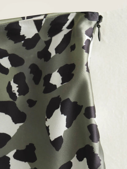 Women's Leopard Print Midi Skirt | High Waist, A-Line, Loose Fit