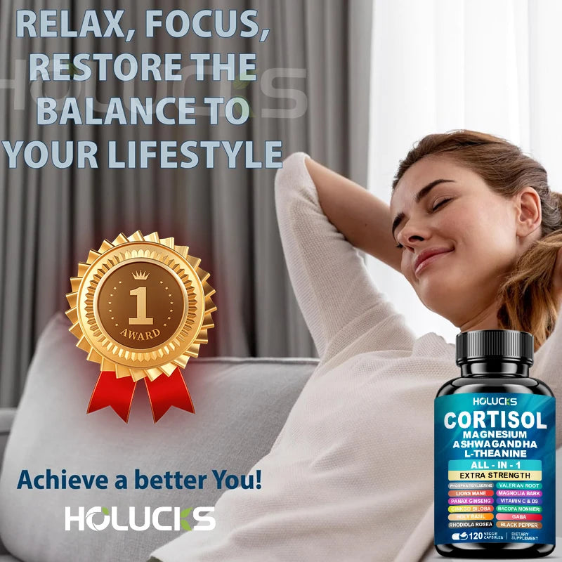 Premium Cortisol Capsules, Support Balances Hormones, Reduces Hot Flashes & Promotes Restful Sleep, Non-GMO